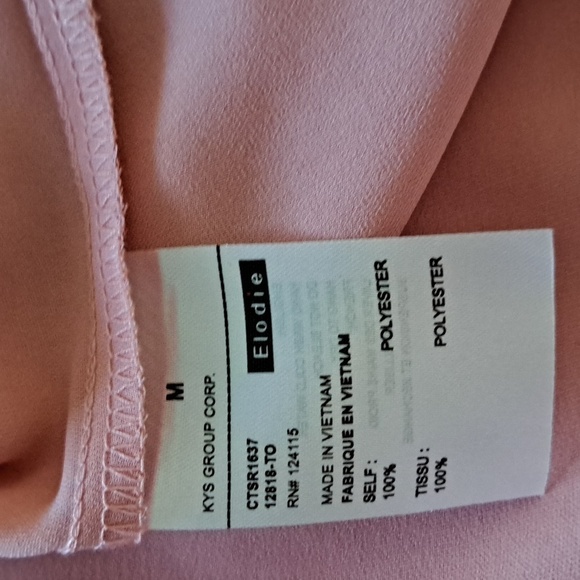 Elodie Women's Blouse Short Sleeve Size Medium Button Front Soft Pink - Picture 7 of 9